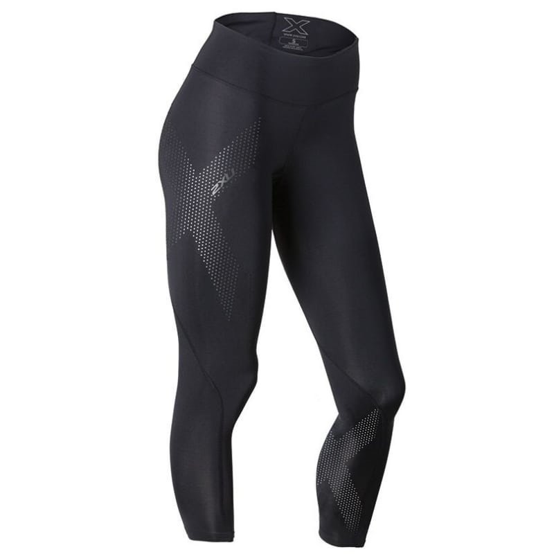 2XU Mid-Rise Compression 7/8 Tight Women L Black/Dotted Reflective