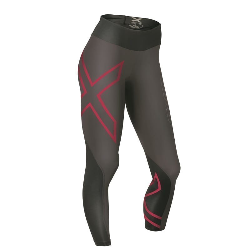 2XU Mid-Rise Compression Tights Women L INK TONAL/CHERRY PINK