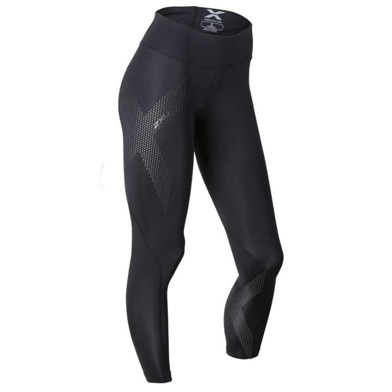 2XU Mid-Rise Compression Tights Women S Black/Dotted Reflective