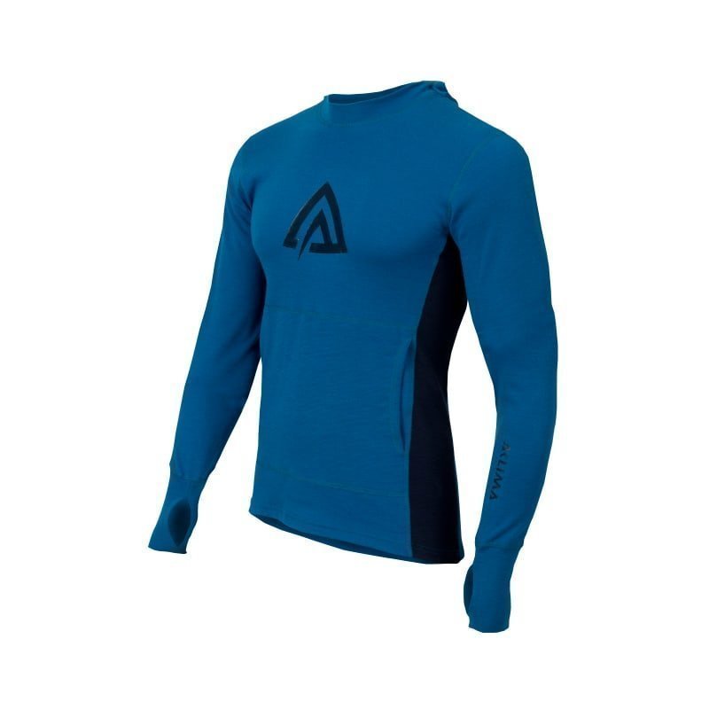Aclima Warmwool Hood Sweater Men's XS Blue Sapphire/Peacoat