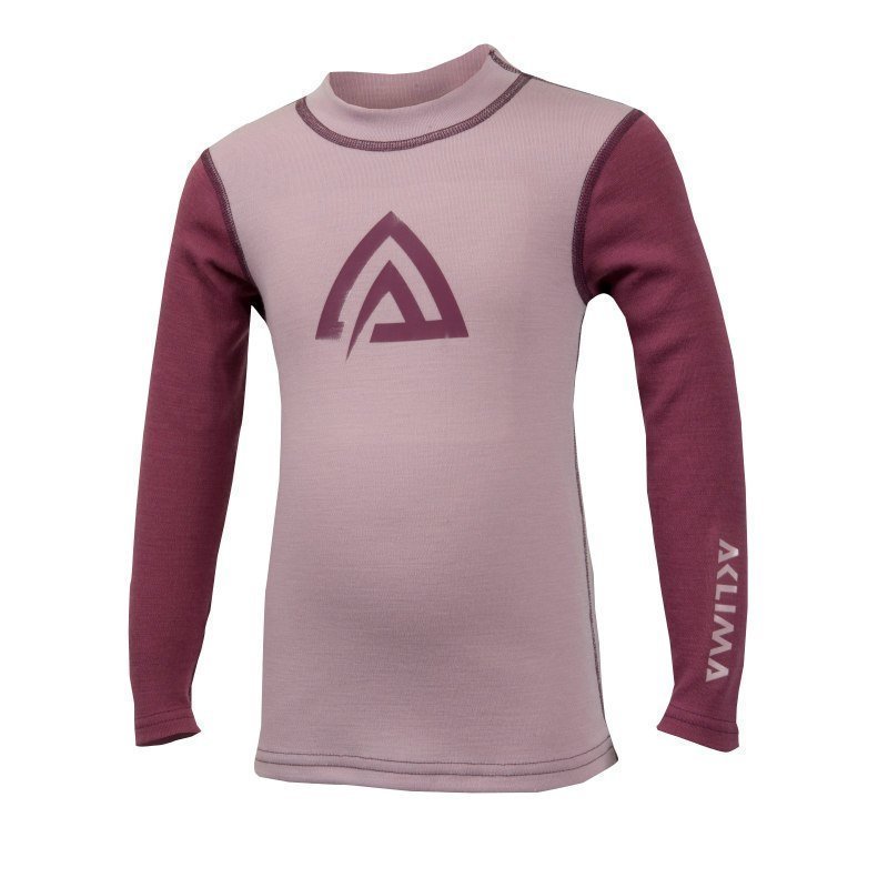 Aclima Warmwool Shirt Crew Neck Children 130 Mauve Shadows/Damson