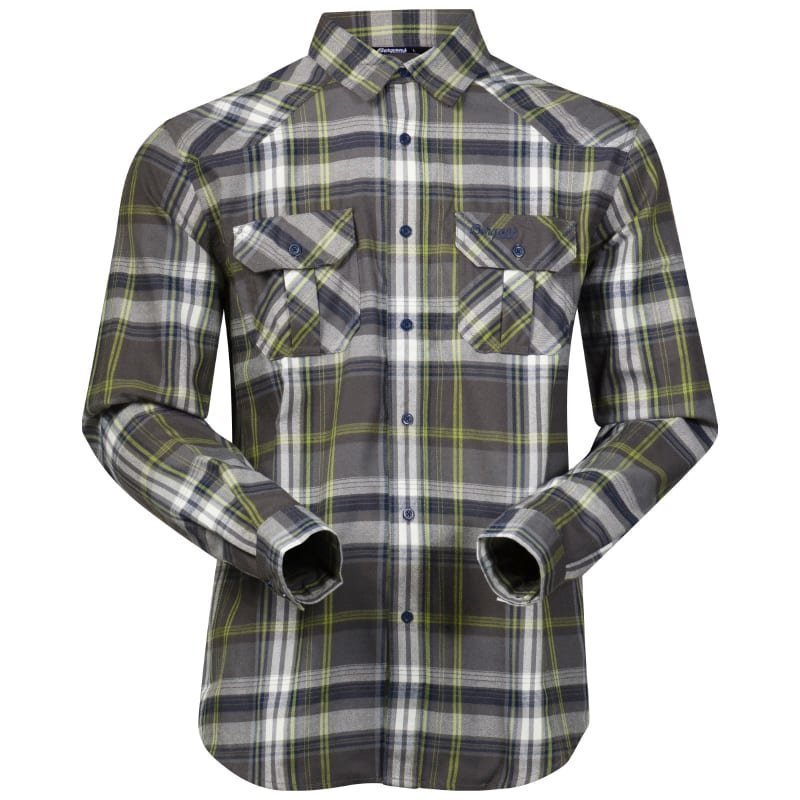 Bergans Bjorli Shirt L Solid Grey/Spring Green Check