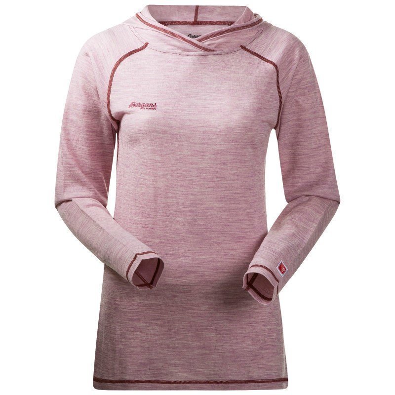 Bergans Cecilie Wool Shirt w/Hood L Wineberry Mel