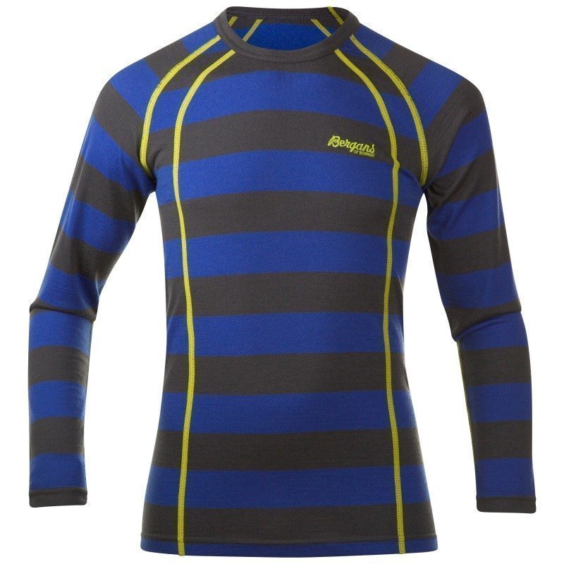 Bergans Fjellrapp Youth Shirt 140 WARM COBALT/SOLIDDKGREY STRIP