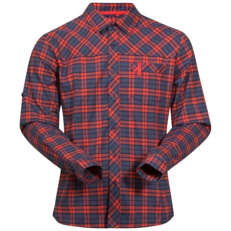 Bergans Granvin Shirt L Navy/Bright Red Check