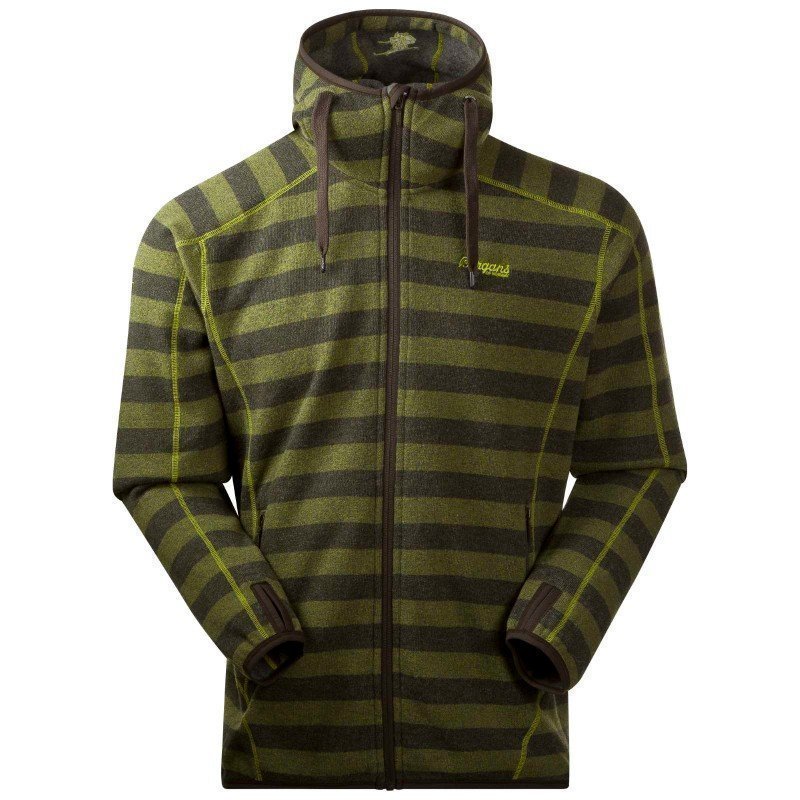 Bergans Humle Jacket L Dk Olive/Lime Striped