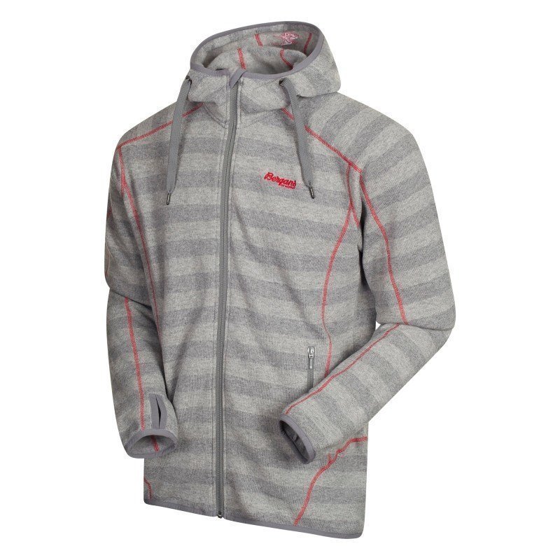 Bergans Humle Jacket L Grey Striped/Red