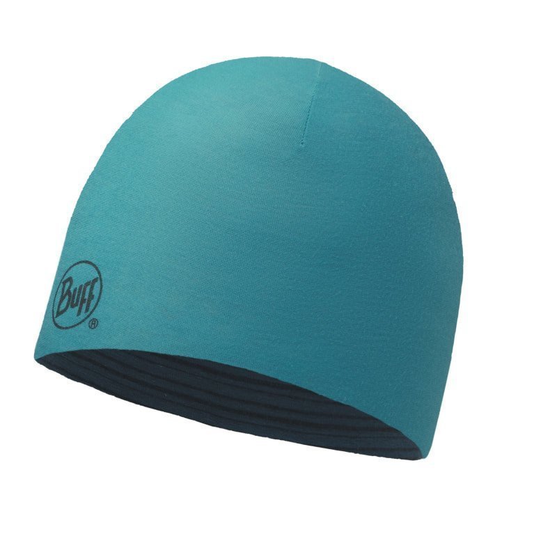 Buff Merino Wool Reversible Hat Buff 1SIZE Solid Blue Capri