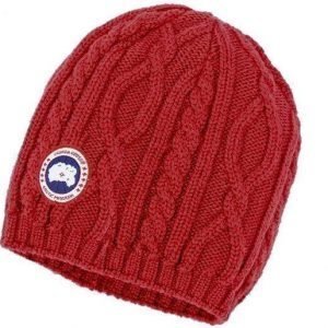 Canada Goose Merino Cable Knit Beanie W Punainen