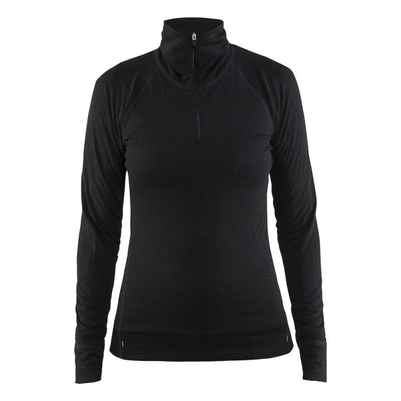 Craft Nordic Wool Zip Neck W XS Black/Dark Grey Melange