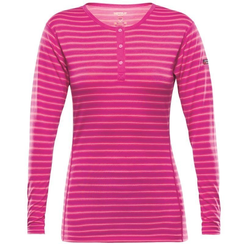 Devold Breeze Women's Button Shirt L FUCHSIASTRIPES