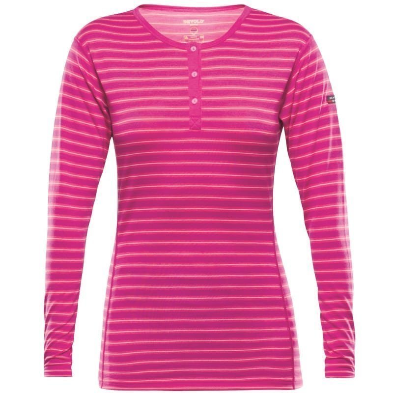 Devold Breeze Women's Button Shirt M FUCHSIASTRIPES