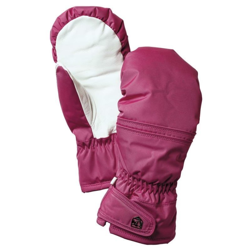 Hestra Primaloft Leather Female Mitt 5 Fuchsia/Offwhite