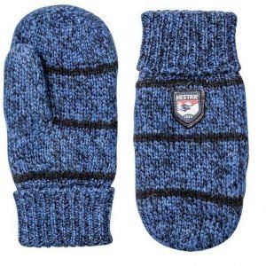 Hestra Striped Wool Jr Mitt sininen rukkanen