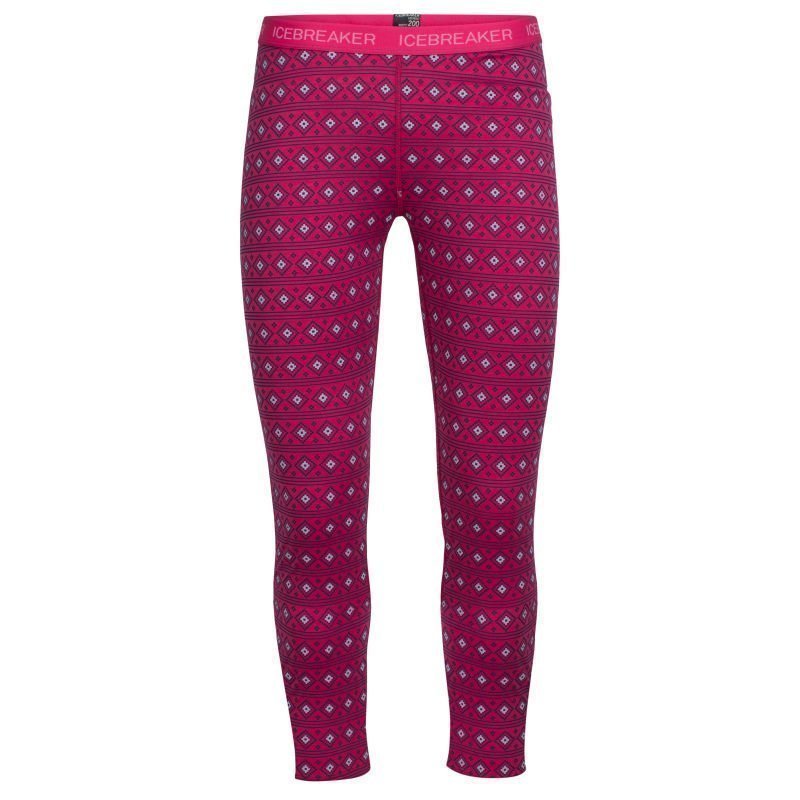 Icebreaker Kids Oasis Leggings Align 08 Pop Pink/Snow/White