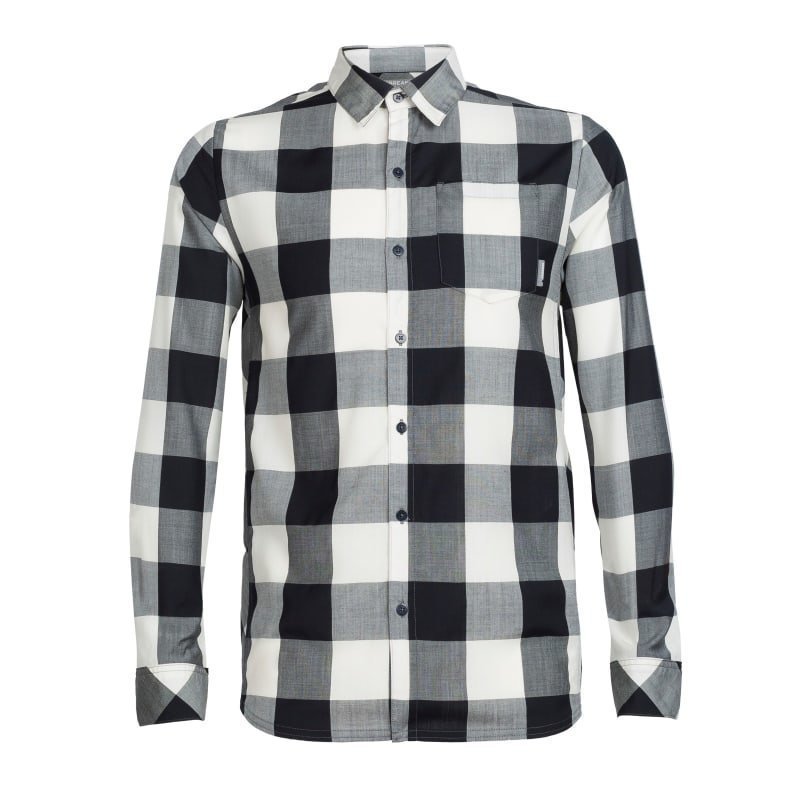 Icebreaker Men's Departure II LS Shirt Plaid L Stealth/Snow