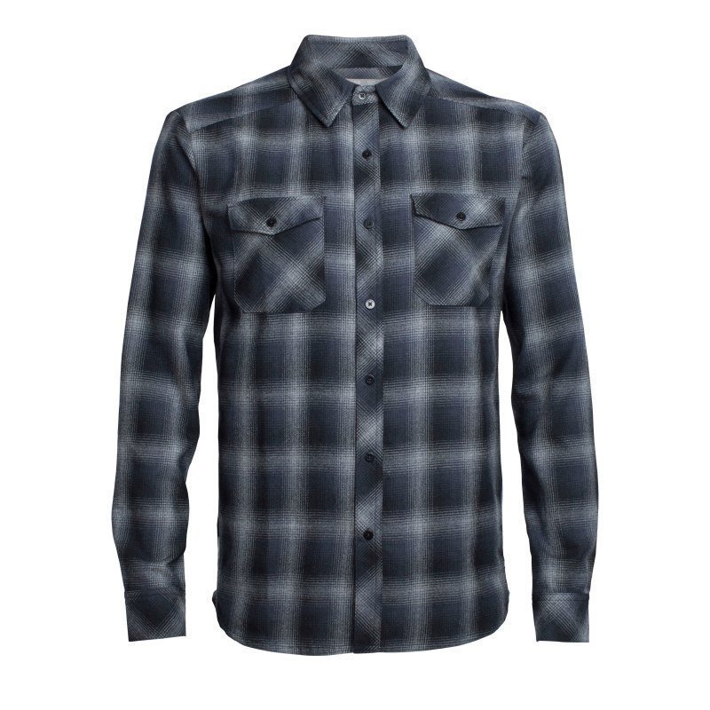 Icebreaker Men's Lodge LS Flannel Shirt M Metro HTHR/Stealth/Black