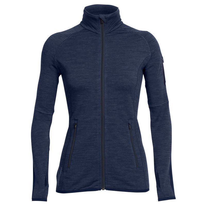 Icebreaker Women's Atom LS Zip S Fathom Hthr/Admiral/Fathom Hth