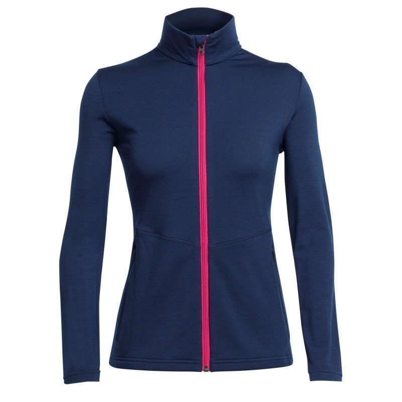 Icebreaker Women's Victory LS Zip L Admiral/Pop Pink