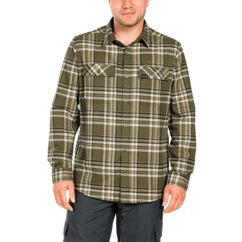 Jack Wolfskin Valley Shirt Men L Burnt Olive Checks