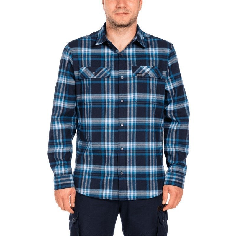 Jack Wolfskin Valley Shirt Men M Night Blue Checks