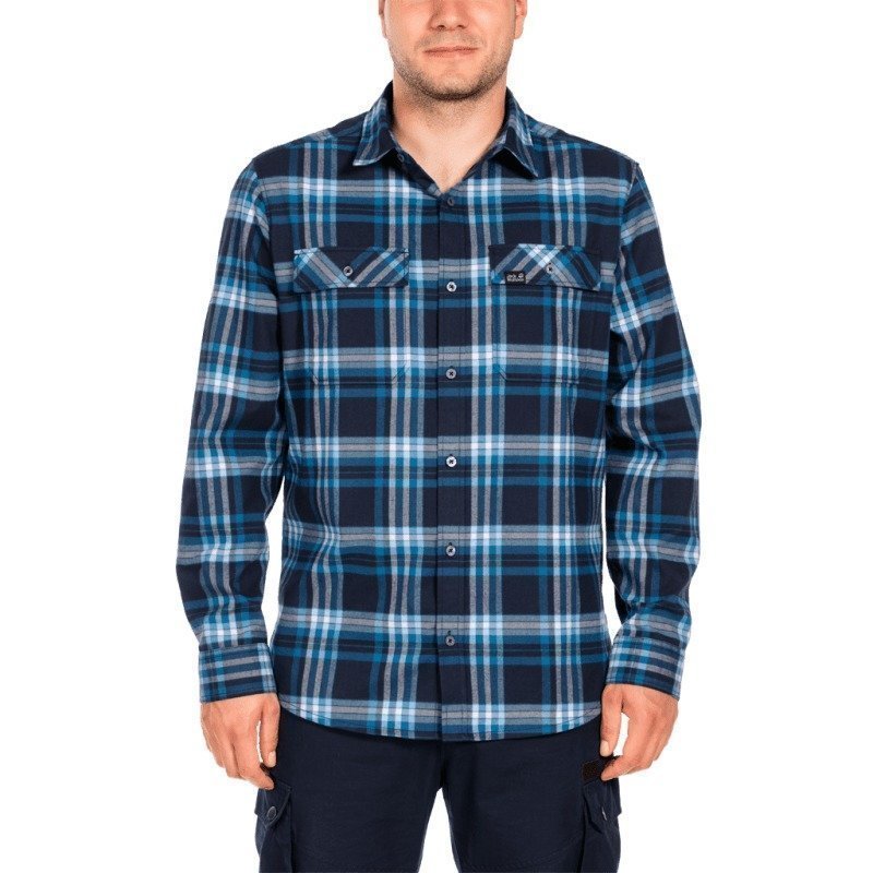 Jack Wolfskin Valley Shirt Men XL Night Blue Checks