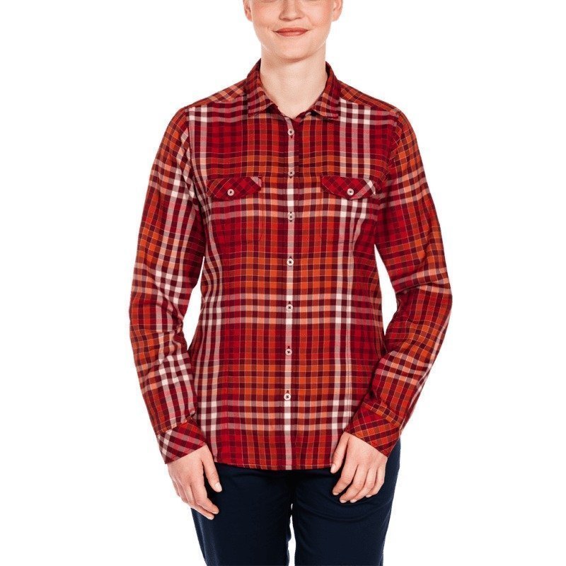 Jack Wolfskin Valley Shirt Women L Indian Red Checks