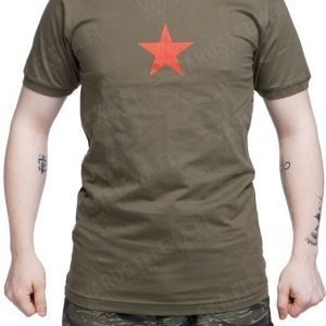 Mil-Tec T-paita punatähdellä oliivinvihreä