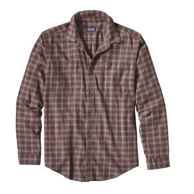 Patagonia Men's L/S Pima Cotton Shirt L Leaf Lines: Industrial Green