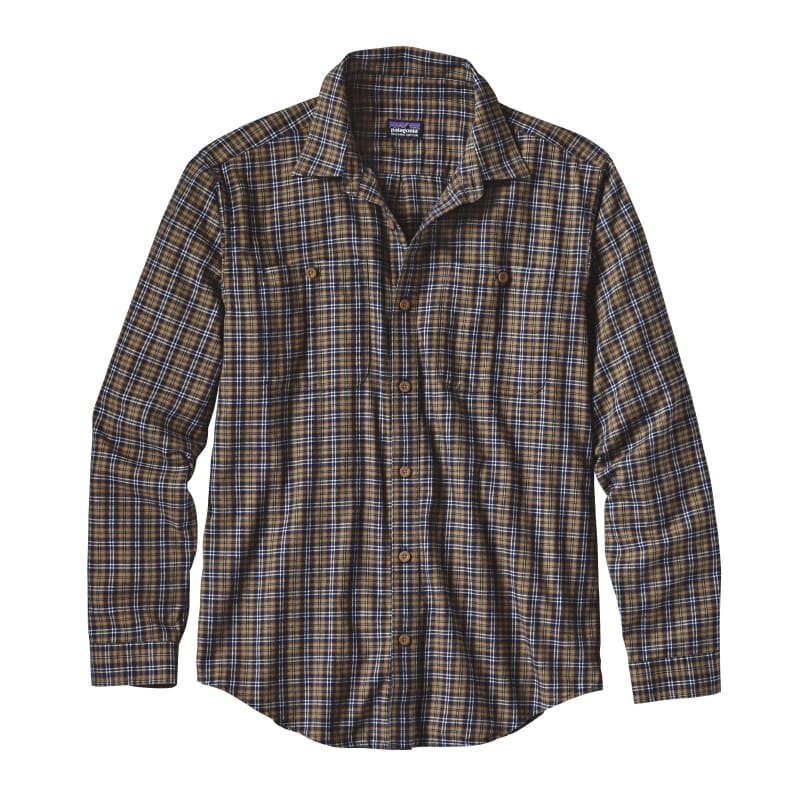 Patagonia Men's L/S Pima Cotton Shirt L Leaf Lines: Navy Blue