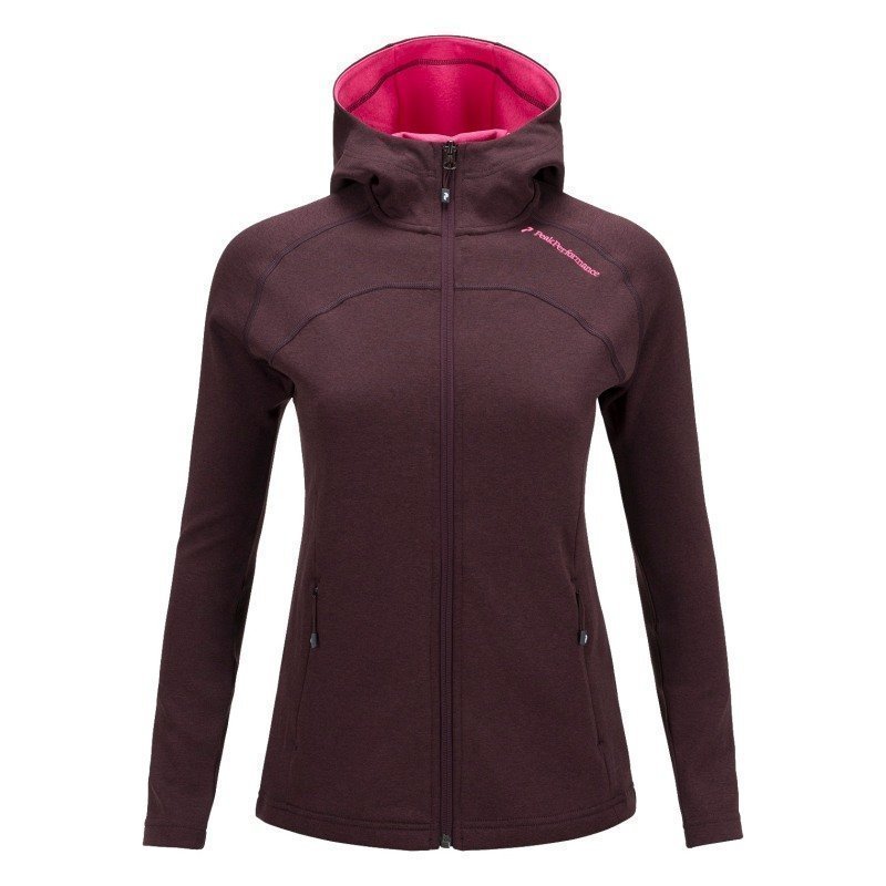 Peak Performance Women's Kate Zipped Hood Mid-Layer L Mahogany