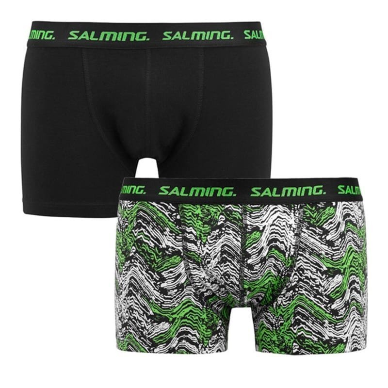 Salming Gladstone boxer 2-pack M Solid Black + Black/Green