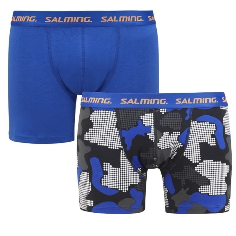 Salming Lansdowne boxer 2-pack M Solid Blue + Blue/Black