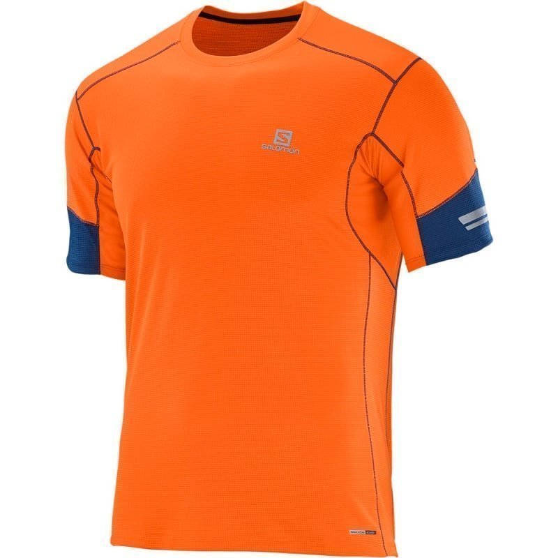 Salomon Agile Ss Tee Men's XL LAVA ORANGEBIG BLUE-X