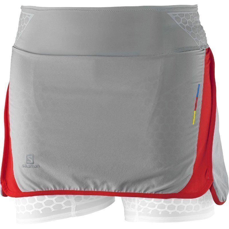 Salomon S-Lab Exo Twinskin Skort M Aluminium/Racing Red/White