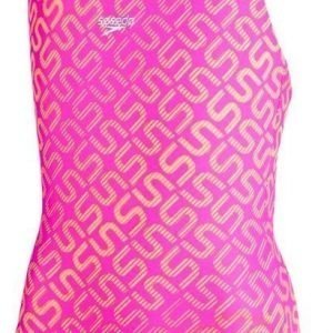 Speedo Monogram Allv Splashback girls swimsuit pink/orange