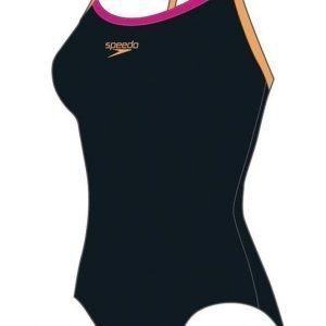Speedo Thinstrap Muscleback naisten uimapuku musta/oranssi