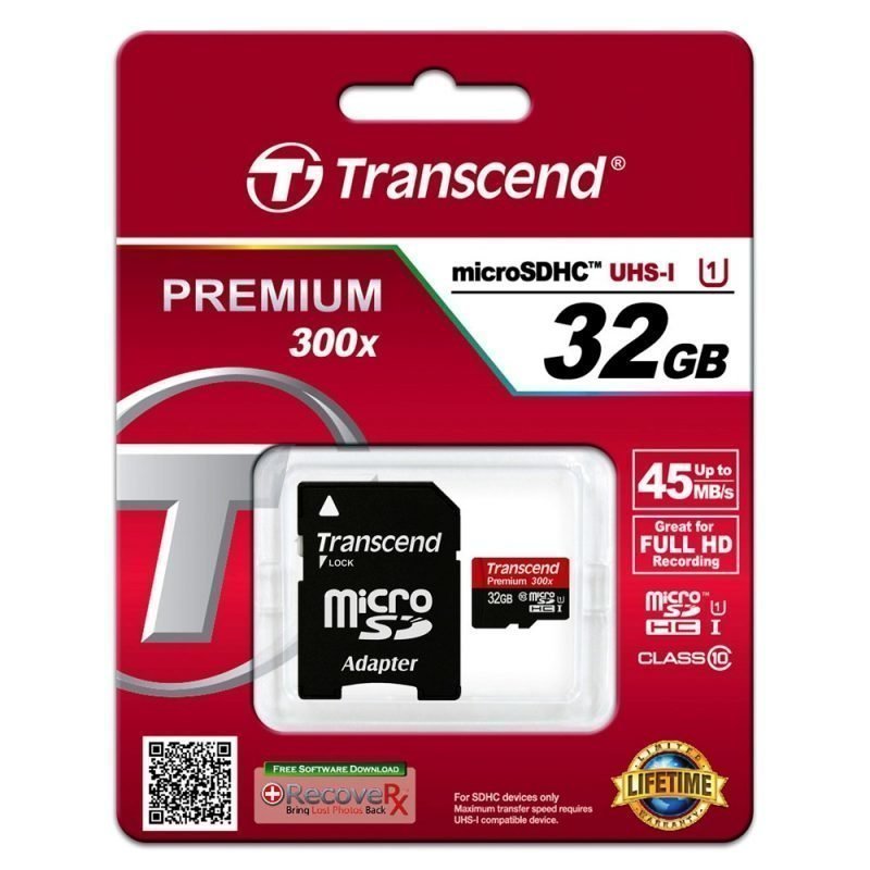 Transcend MicroSDHC Card 32GB Class 10 U1