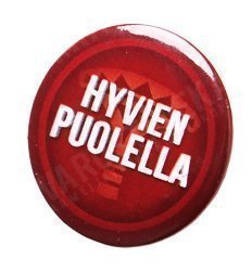 Varusteleka rintamerkki Hyvien puolella 32 mm punainen