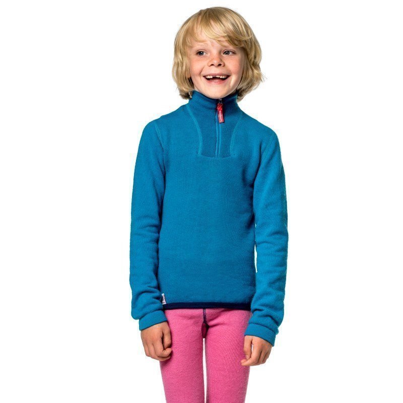 Woolpower Kids Zip Turtleneck 200 110-116 Dolphine Blue