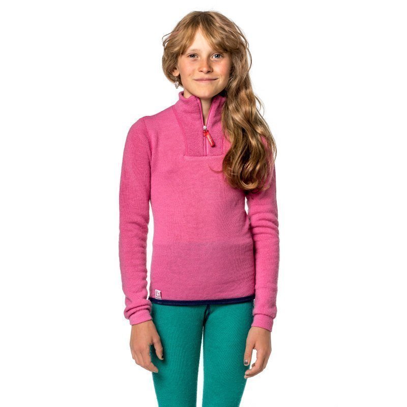 Woolpower Kids Zip Turtleneck 200 110-116 Sea Star Rose